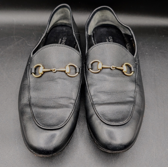 Gucci Brixton Black Leather Collapsible Heel Horse Bit Loafer, 37.5, AS IS - Picture 2 of 12